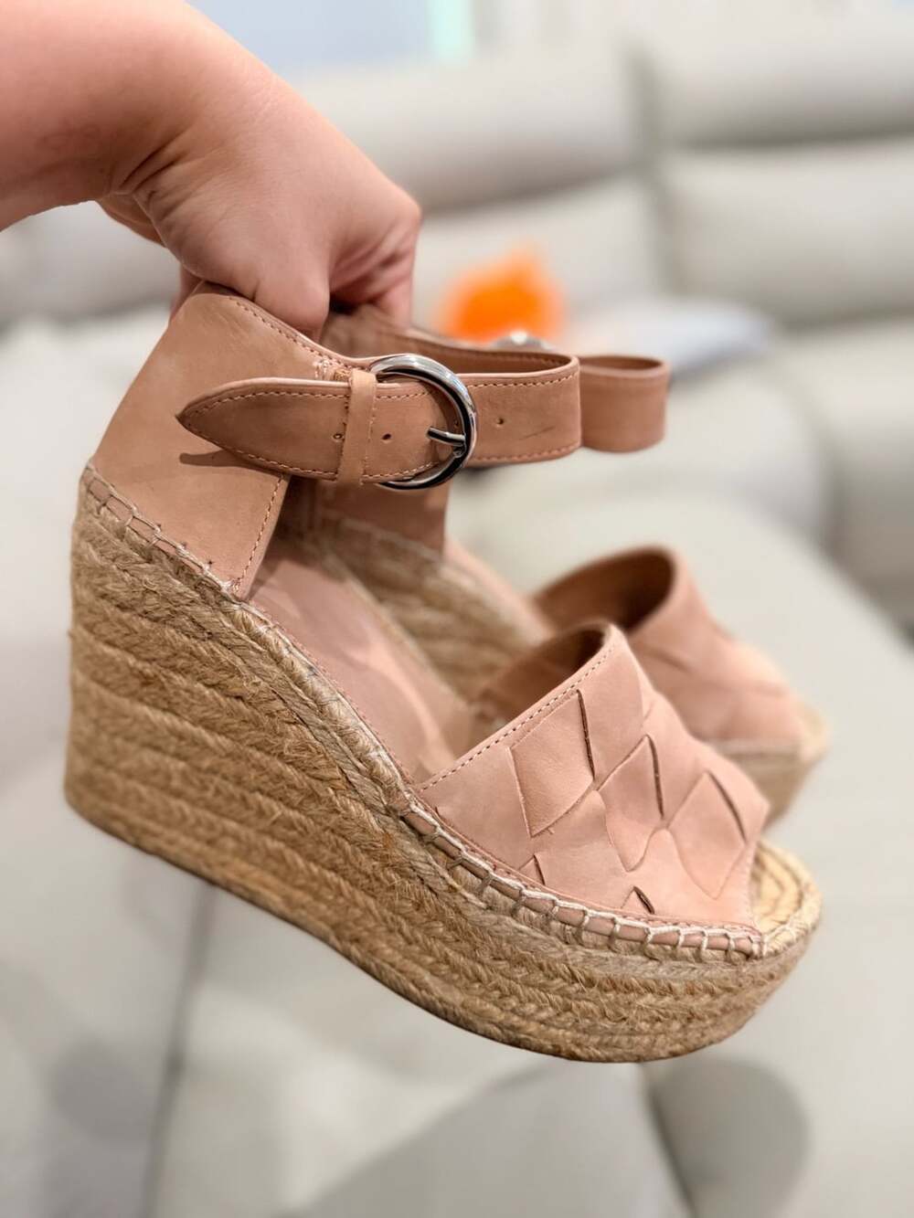 Marc Fisher Adalla Espadrille Size 7 Pink Suede Platform Wedge Sandal